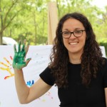 Angela Dorn bei der Aktion "für mehr Kitaplätze - Hand drauf!"