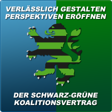Banner: Verlässlich gestalten - Perspektiven eröffnen. Der schwarz-grüne Koalitionsvertrag.